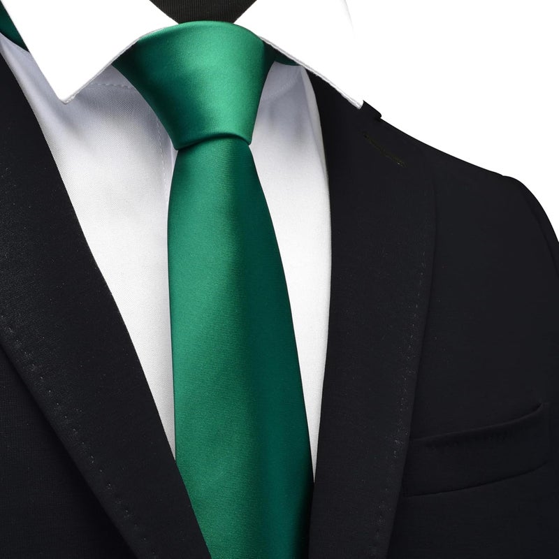 Branduce 2.4"（6cm） Mens Solid Skinny Satin Tie Pure Color Slim Necktie for Business and Wedding - Image 2